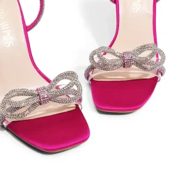 Bowknots Square Toe Rhinestone Heels
