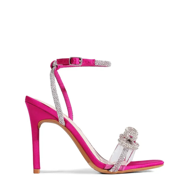 Bowknots Square Toe Rhinestone Heels