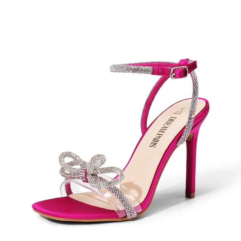 Bowknots Square Toe Rhinestone Heels