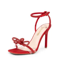 Bowknots Square Toe Rhinestone Heels