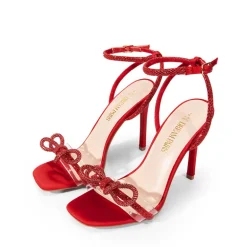 Bowknots Square Toe Rhinestone Heels