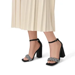 Braided Ankle Strap Block Heel Sandals
