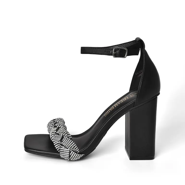 Braided Ankle Strap Block Heel Sandals