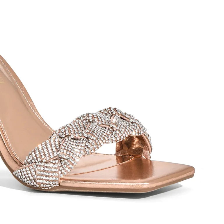 Braided Ankle Strap Block Heel Sandals