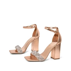 Braided Ankle Strap Block Heel Sandals