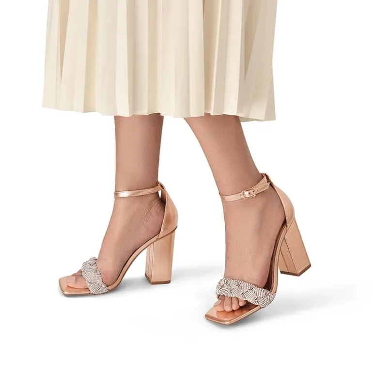 Braided Ankle Strap Block Heel Sandals