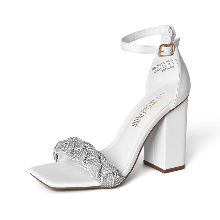 Braided Ankle Strap Block Heel Sandals
