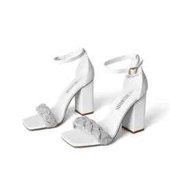 Braided Ankle Strap Block Heel Sandals