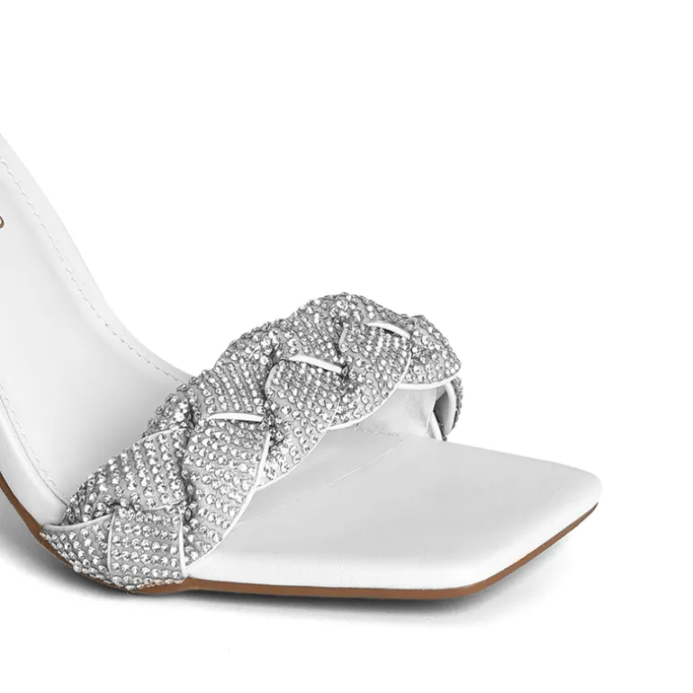 Braided Ankle Strap Block Heel Sandals