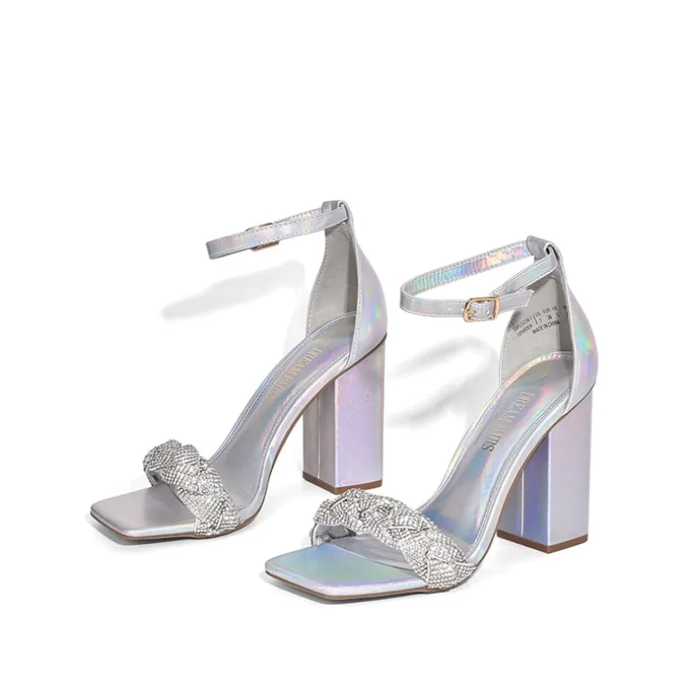 Braided Ankle Strap Block Heel Sandals