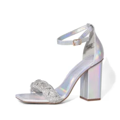 Braided Ankle Strap Block Heel Sandals