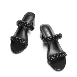 Braided Double-Strap Block Heel Sandals
