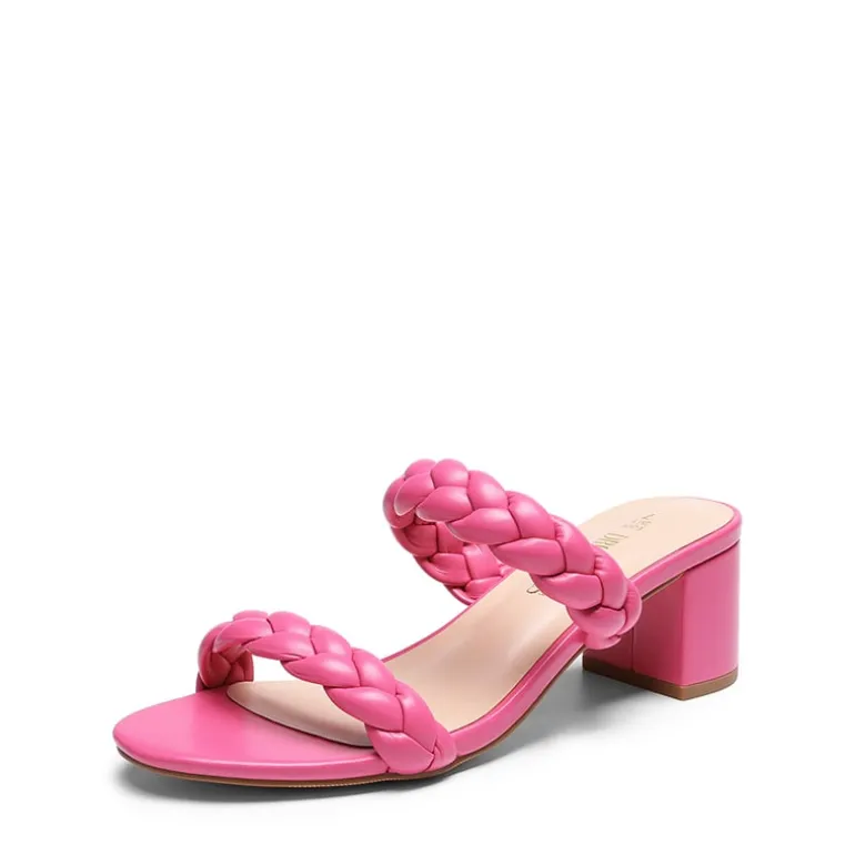 Braided Double-Strap Block Heel Sandals