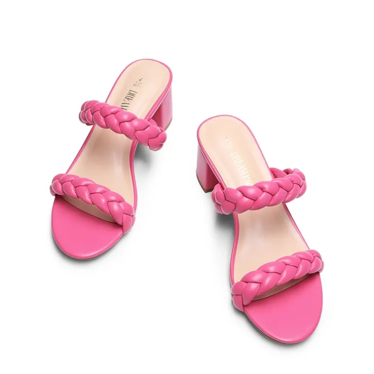 Braided Double-Strap Block Heel Sandals