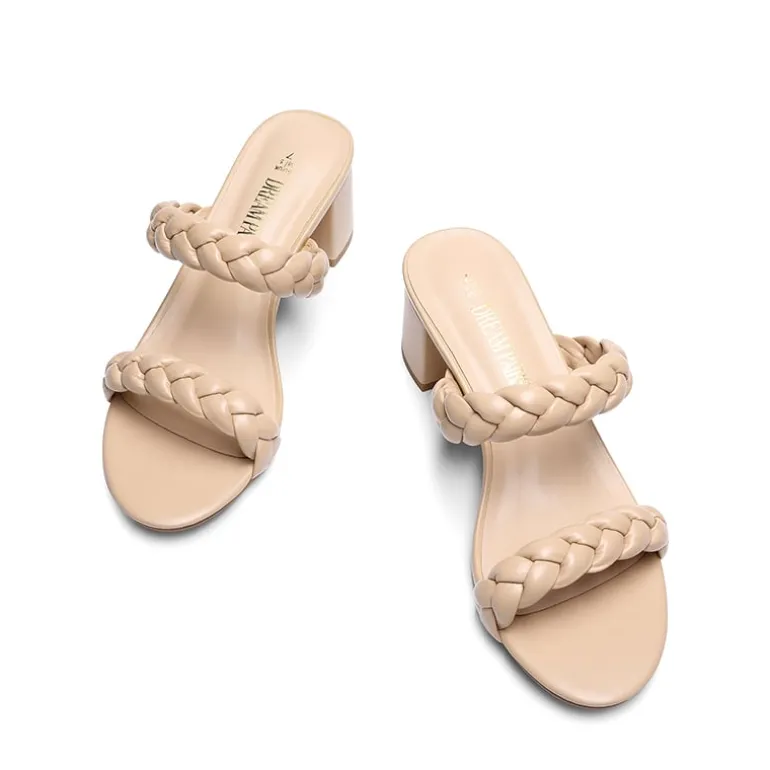 Braided Double-Strap Block Heel Sandals