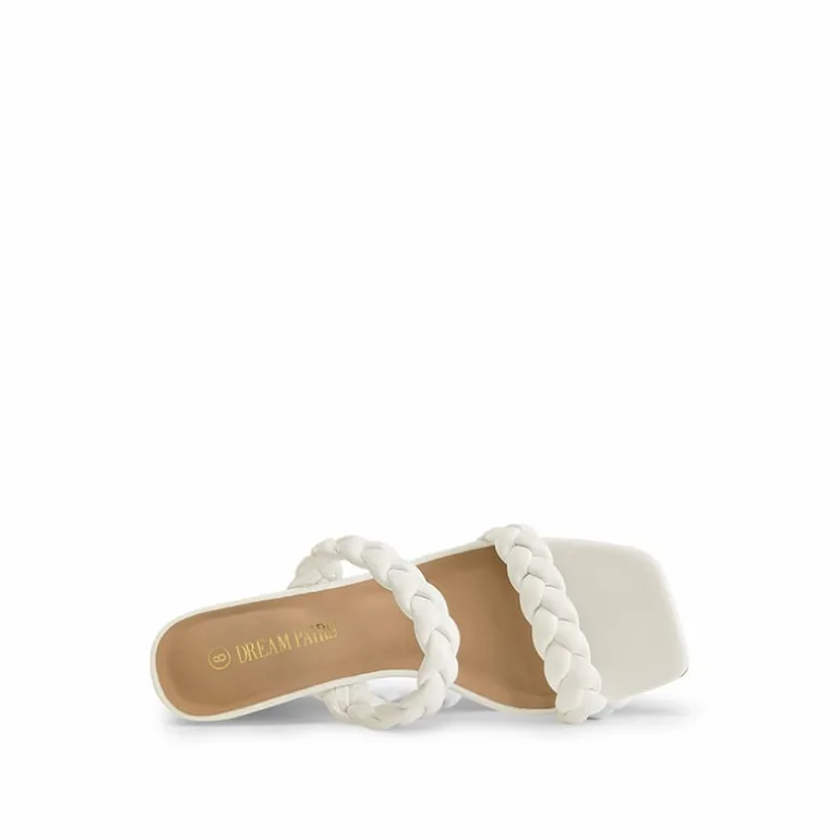 Braided Straps Square Toe Wedge Sandals
