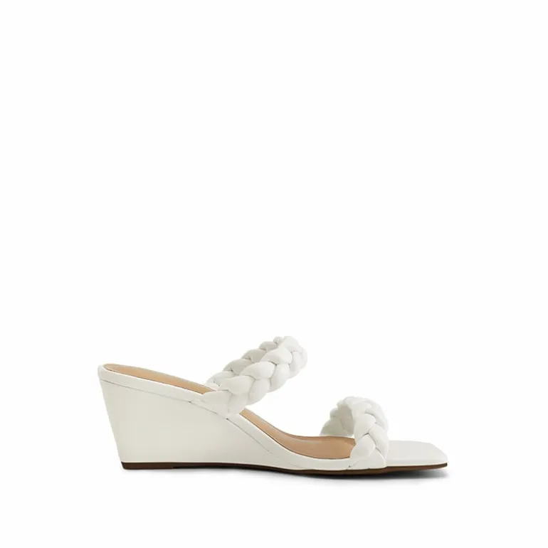Braided Straps Square Toe Wedge Sandals