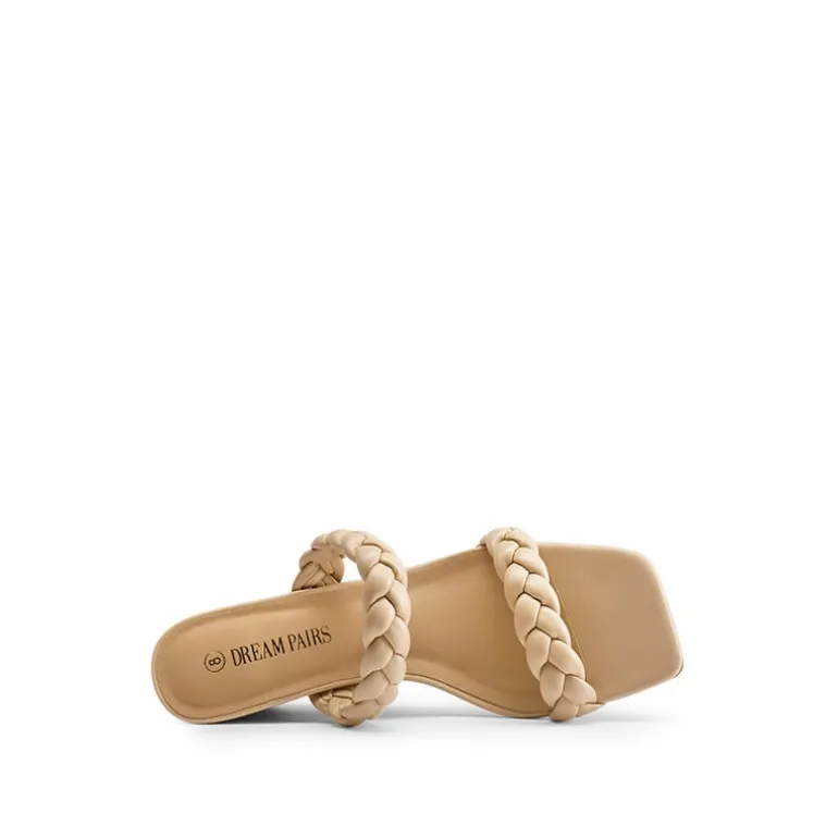 Braided Straps Square Toe Wedge Sandals
