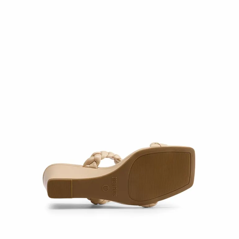 Braided Straps Square Toe Wedge Sandals