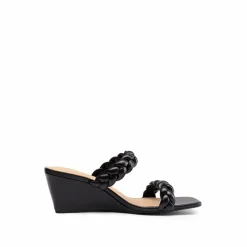 Braided Straps Square Toe Wedge Sandals
