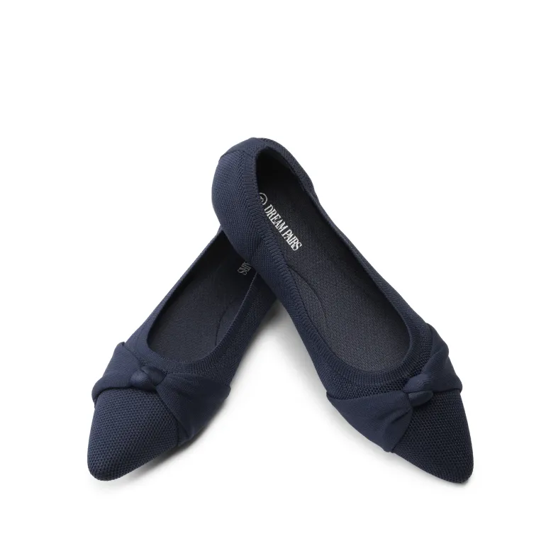 Breathable Bowknot Pointed Toe Knit Flats