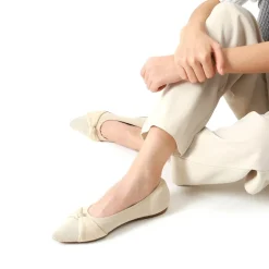 Breathable Bowknot Pointed Toe Knit Flats