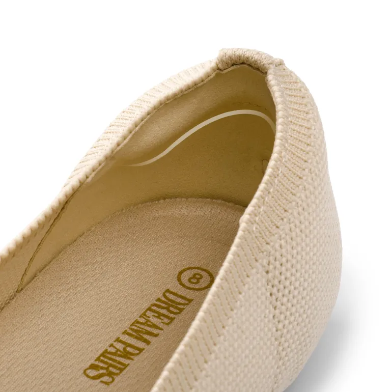 Breathable Bowknot Pointed Toe Knit Flats
