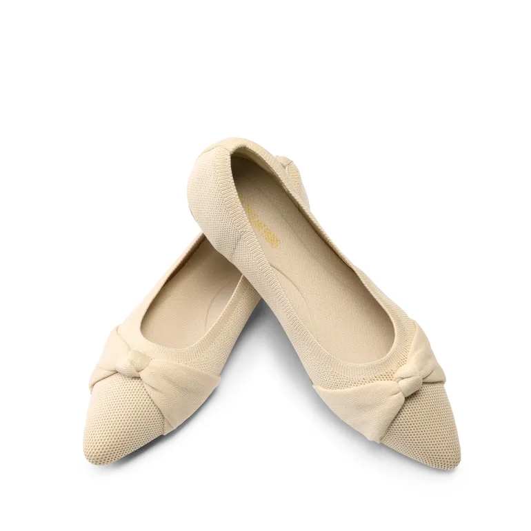 Breathable Bowknot Pointed Toe Knit Flats