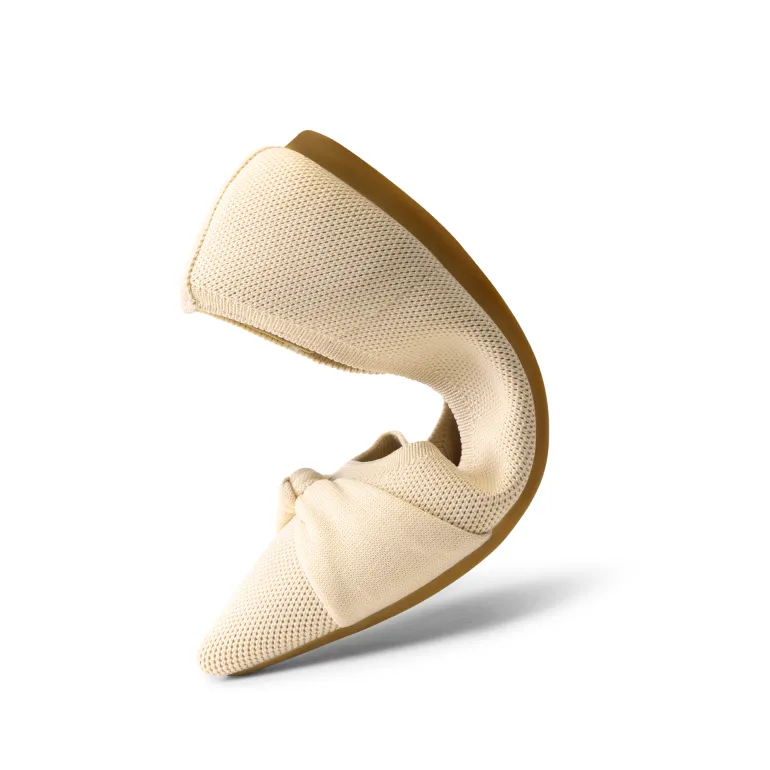 Breathable Bowknot Pointed Toe Knit Flats