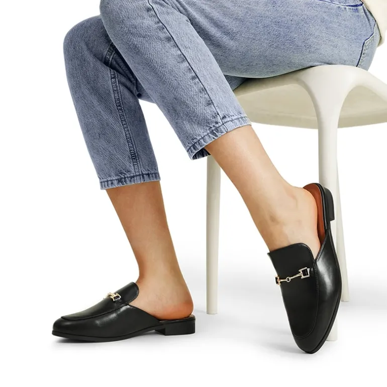 Buckle Design Slip on Mules
