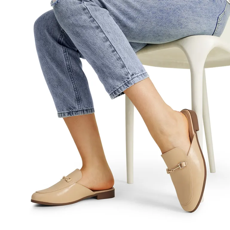 Buckle Design Slip on Mules