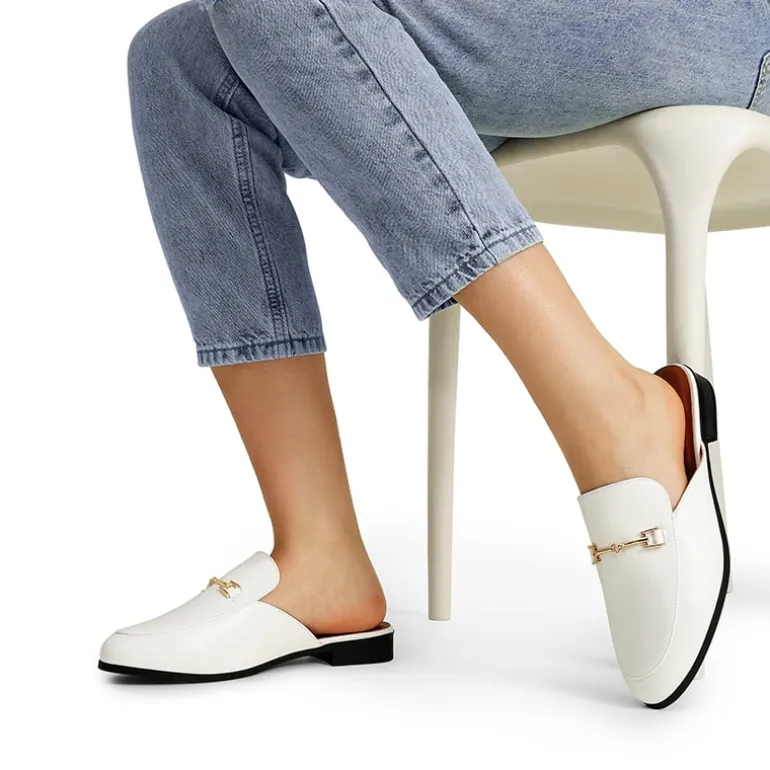 Buckle Design Slip on Mules