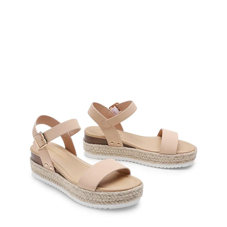 Buckle Jute Wedge Heel Sandals