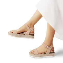 Buckle Jute Wedge Heel Sandals