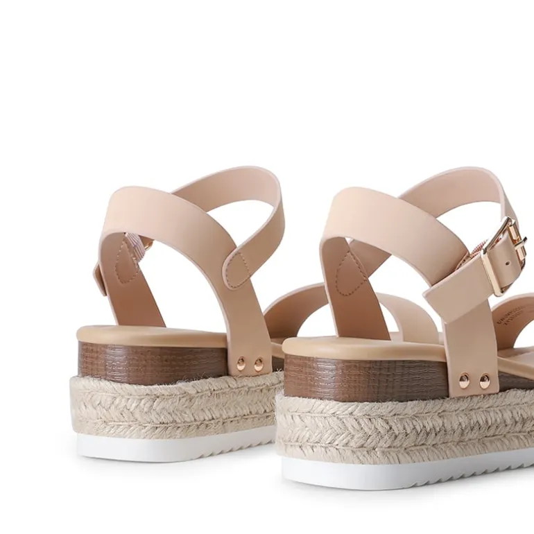 Buckle Jute Wedge Heel Sandals