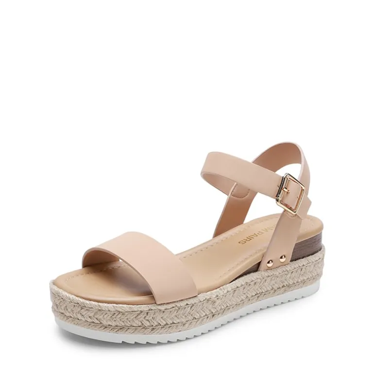 Buckle Jute Wedge Heel Sandals