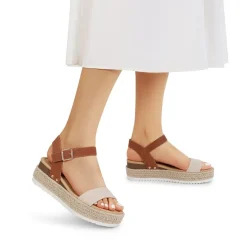 Buckle Jute Wedge Heel Sandals