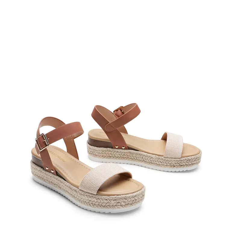Buckle Jute Wedge Heel Sandals