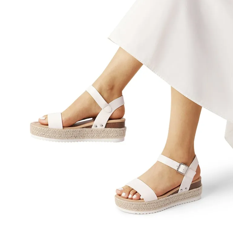 Buckle Jute Wedge Heel Sandals