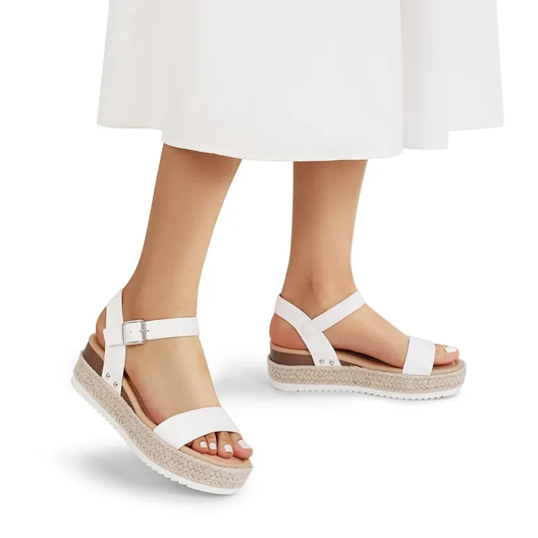 Buckle Jute Wedge Heel Sandals