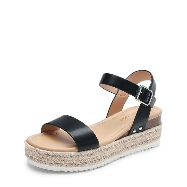 Buckle Jute Wedge Heel Sandals
