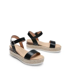Buckle Jute Wedge Heel Sandals