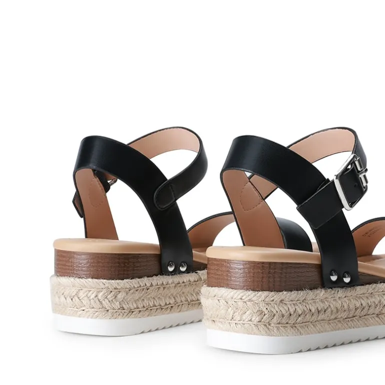Buckle Jute Wedge Heel Sandals