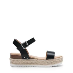 Buckle Jute Wedge Heel Sandals