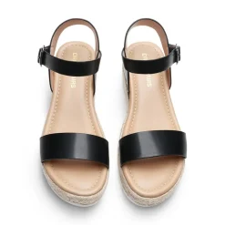 Buckle Jute Wedge Heel Sandals