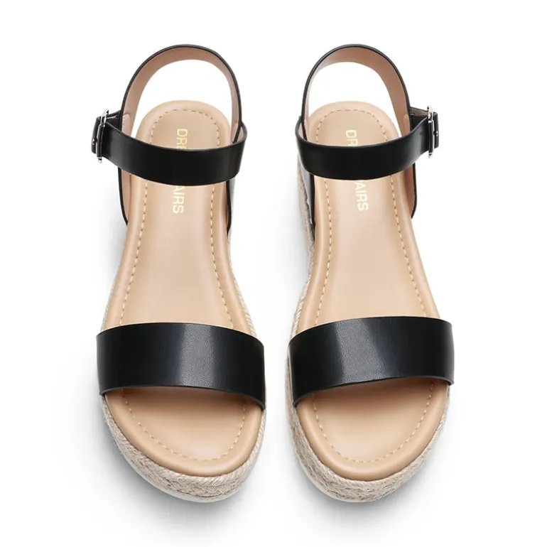 Buckle Jute Wedge Heel Sandals