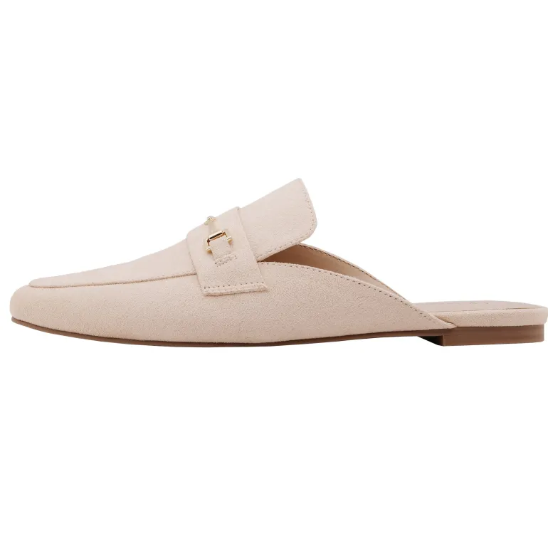 Buckle Pointed Toe Flat Mules