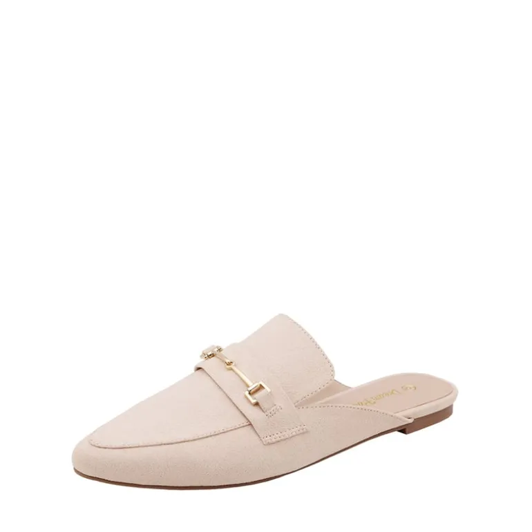 Buckle Pointed Toe Flat Mules