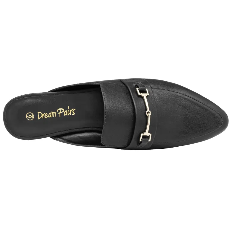 Buckle Pointed Toe Flat Mules
