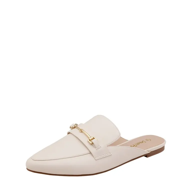 Buckle Pointed Toe Flat Mules